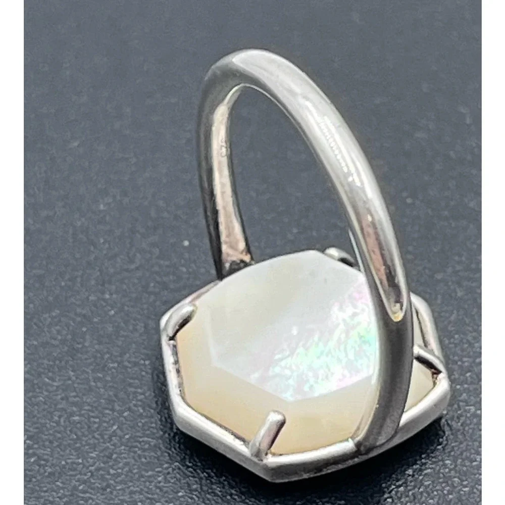 Kendra‎ Scott Mother of Pearl Davis Sterling Silver Cocktail Ring Sz 5